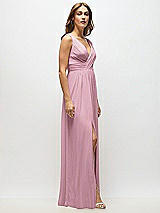 Alt View 7 Thumbnail - Dusty Pink Sleeveless Draped Chiffon Maxi Dress with Front Slit