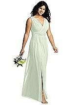 Alt View 1 Thumbnail - Mint Green Sleeveless Draped Chiffon Maxi Dress with Front Slit