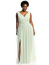 Alt View 3 Thumbnail - Mint Green Sleeveless Draped Chiffon Maxi Dress with Front Slit