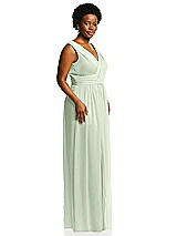 Alt View 4 Thumbnail - Mint Green Sleeveless Draped Chiffon Maxi Dress with Front Slit