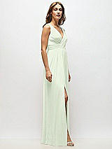 Alt View 7 Thumbnail - Mint Green Sleeveless Draped Chiffon Maxi Dress with Front Slit