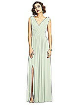 Front View Thumbnail - Mint Green Sleeveless Draped Chiffon Maxi Dress with Front Slit