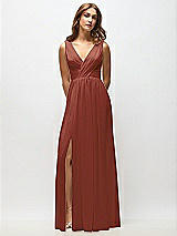 Alt View 6 Thumbnail - Auburn Moon Sleeveless Draped Chiffon Maxi Dress with Front Slit