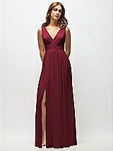 Alt View 6 Thumbnail - Cabernet Sleeveless Draped Chiffon Maxi Dress with Front Slit