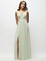 Alt View 6 Thumbnail - Celadon Sleeveless Draped Chiffon Maxi Dress with Front Slit