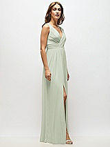 Alt View 7 Thumbnail - Celadon Sleeveless Draped Chiffon Maxi Dress with Front Slit