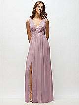 Alt View 6 Thumbnail - Dusty Rose Sleeveless Draped Chiffon Maxi Dress with Front Slit