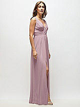 Alt View 7 Thumbnail - Dusty Rose Sleeveless Draped Chiffon Maxi Dress with Front Slit
