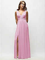 Alt View 6 Thumbnail - Powder Pink Sleeveless Draped Chiffon Maxi Dress with Front Slit