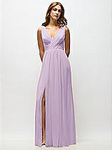 Alt View 6 Thumbnail - Pale Purple Sleeveless Draped Chiffon Maxi Dress with Front Slit