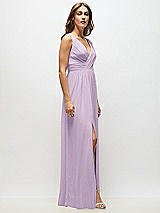 Alt View 7 Thumbnail - Pale Purple Sleeveless Draped Chiffon Maxi Dress with Front Slit