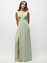 Alt View 6 Thumbnail - Sage Sleeveless Draped Chiffon Maxi Dress with Front Slit
