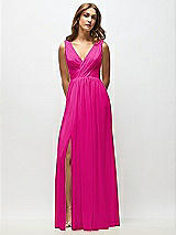 Alt View 6 Thumbnail - Think Pink Sleeveless Draped Chiffon Maxi Dress with Front Slit