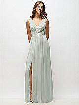 Alt View 6 Thumbnail - Willow Green Sleeveless Draped Chiffon Maxi Dress with Front Slit