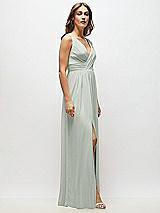 Alt View 7 Thumbnail - Willow Green Sleeveless Draped Chiffon Maxi Dress with Front Slit