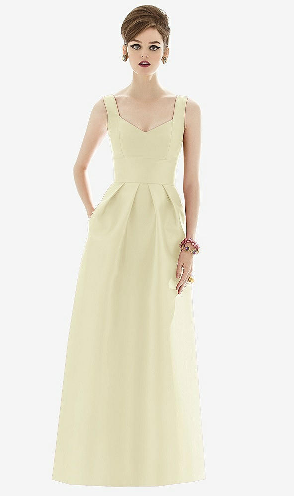 Front View - Butter Yellow Alfred Sung Bridesmaid Dress D659