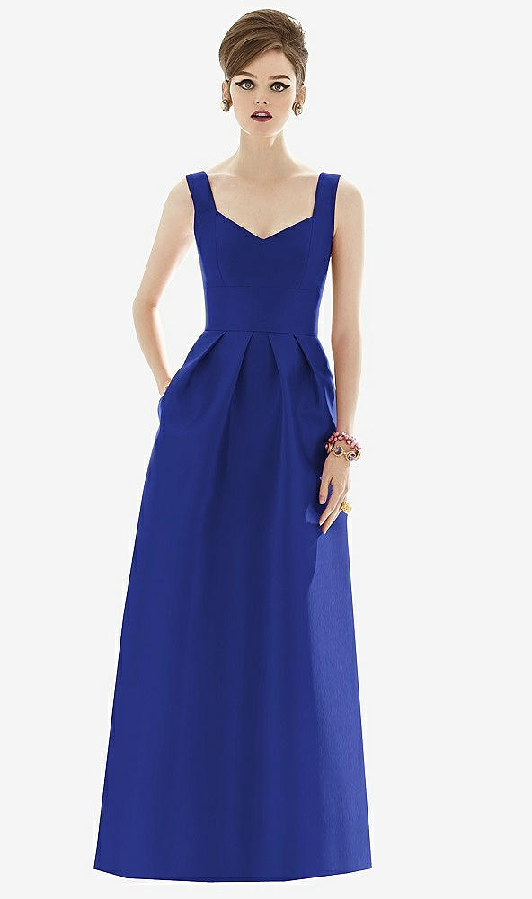 Front View - Cobalt Blue Alfred Sung Bridesmaid Dress D659