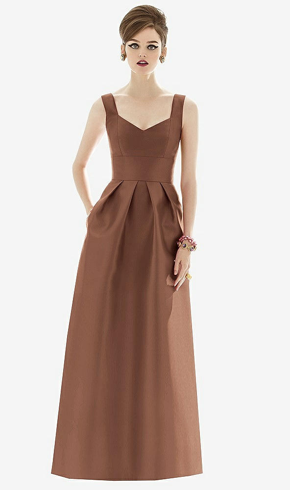 Front View - Cognac Alfred Sung Bridesmaid Dress D659