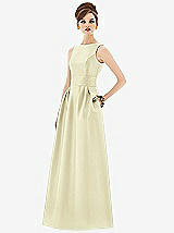 Front View Thumbnail - Butter Yellow Alfred Sung Open Back Satin Twill Gown D661