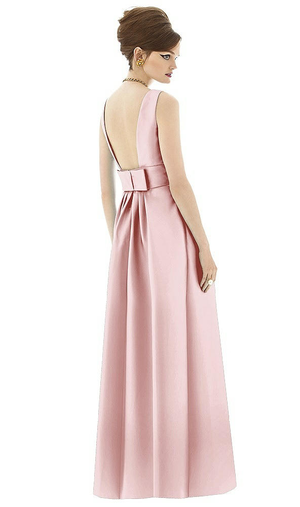 Back View - Ballet Pink Alfred Sung Open Back Satin Twill Gown D661