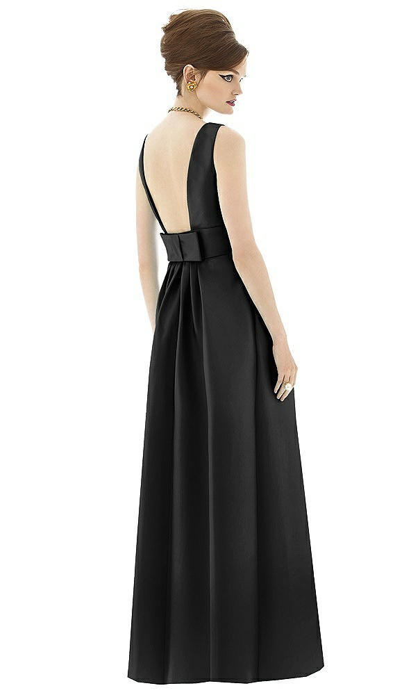 Back View - Black Alfred Sung Open Back Satin Twill Gown D661
