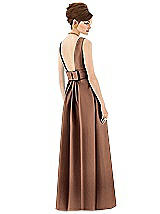 Rear View Thumbnail - Cognac Alfred Sung Open Back Satin Twill Gown D661