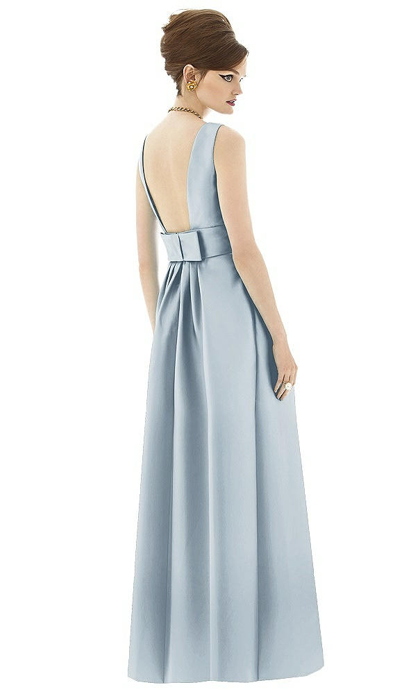 Back View - Mist Alfred Sung Open Back Satin Twill Gown D661