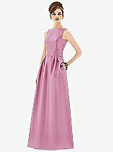 Front View Thumbnail - Powder Pink Alfred Sung Open Back Satin Twill Gown D661
