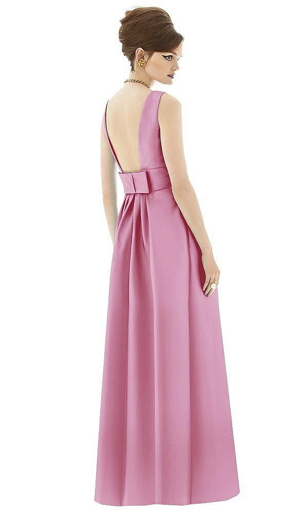Back View - Powder Pink Alfred Sung Open Back Satin Twill Gown D661