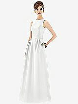 Front View Thumbnail - White Alfred Sung Open Back Satin Twill Gown D661