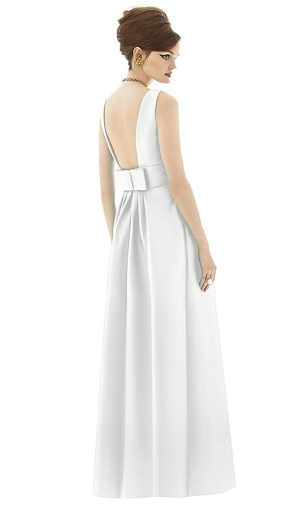 Back View - White Alfred Sung Open Back Satin Twill Gown D661