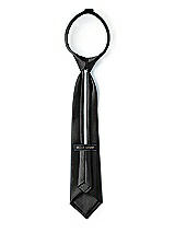 Rear View Thumbnail - Black Matte Satin Boy's 14" Zip Necktie by After Six