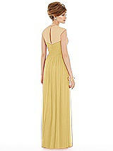 Rear View Thumbnail - Maize Chiffon Knit Cap Sleeve VNeck Maxi Dress