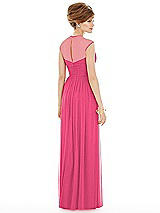 Rear View Thumbnail - Forever Pink Chiffon Knit Cap Sleeve VNeck Maxi Dress