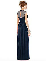 Rear View Thumbnail - Midnight Navy Chiffon Knit Cap Sleeve VNeck Maxi Dress