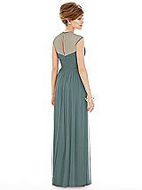 Rear View Thumbnail - Smoke Blue Chiffon Knit Cap Sleeve VNeck Maxi Dress