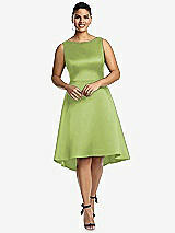 Front View Thumbnail - Mojito Bateau Neck Satin High Low Cocktail Dress