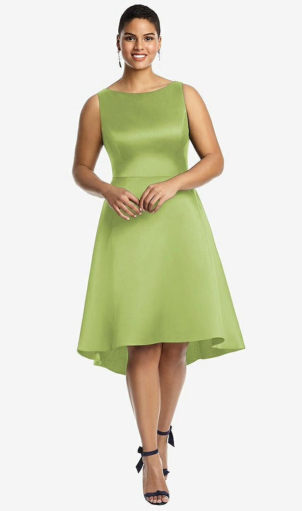 Front View - Mojito Bateau Neck Satin High Low Cocktail Dress