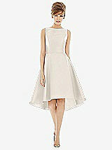 Alt View 1 Thumbnail - Ivory Bateau Neck Satin High Low Cocktail Dress