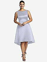 Front View Thumbnail - Silver Dove Bateau Neck Satin High Low Cocktail Dress