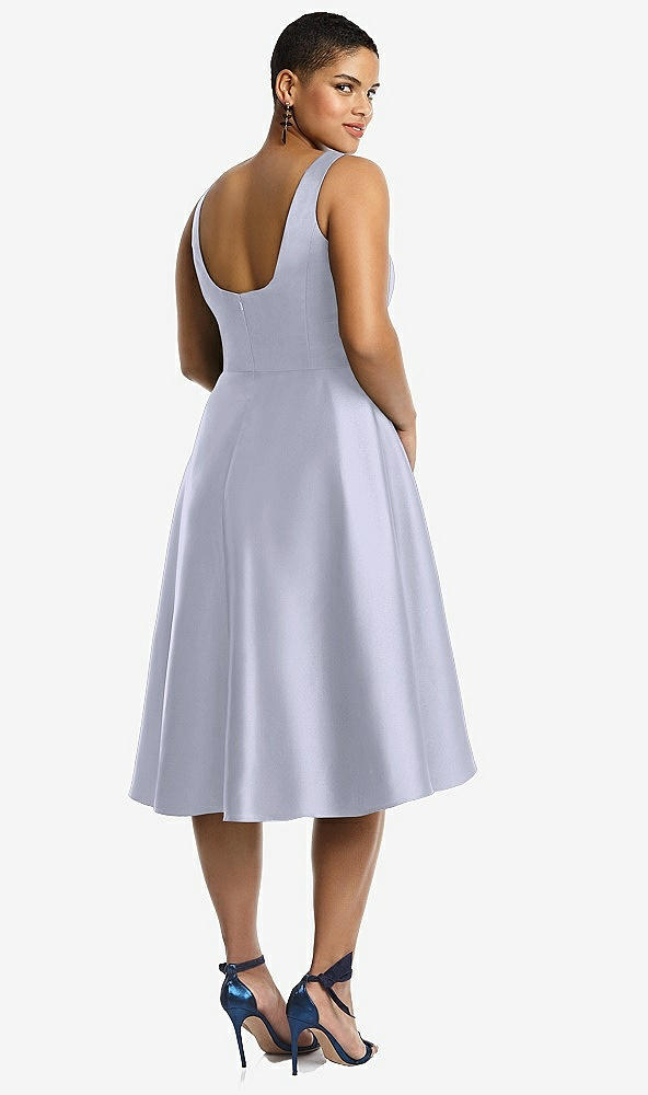 Back View - Silver Dove Bateau Neck Satin High Low Cocktail Dress