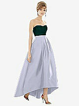 Alt View 1 Thumbnail - Silver Dove & Evergreen Strapless Satin High Low Dress with Pockets