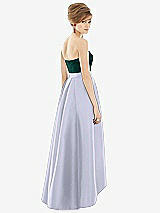 Alt View 2 Thumbnail - Silver Dove & Evergreen Strapless Satin High Low Dress with Pockets