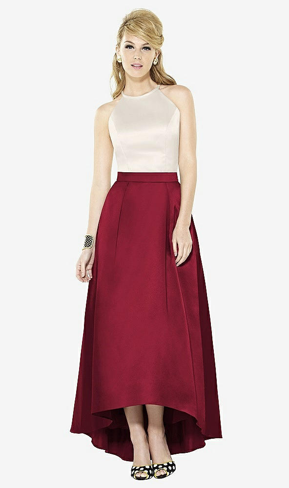 Front View - Burgundy & Ivory After Six Bridesmaid Dress 6718