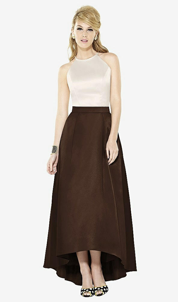 Front View - Espresso & Ivory After Six Bridesmaid Dress 6718
