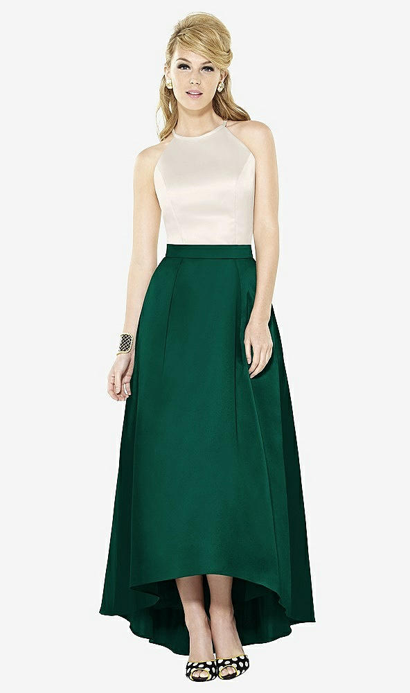 Front View - Hunter Green & Ivory After Six Bridesmaid Dress 6718