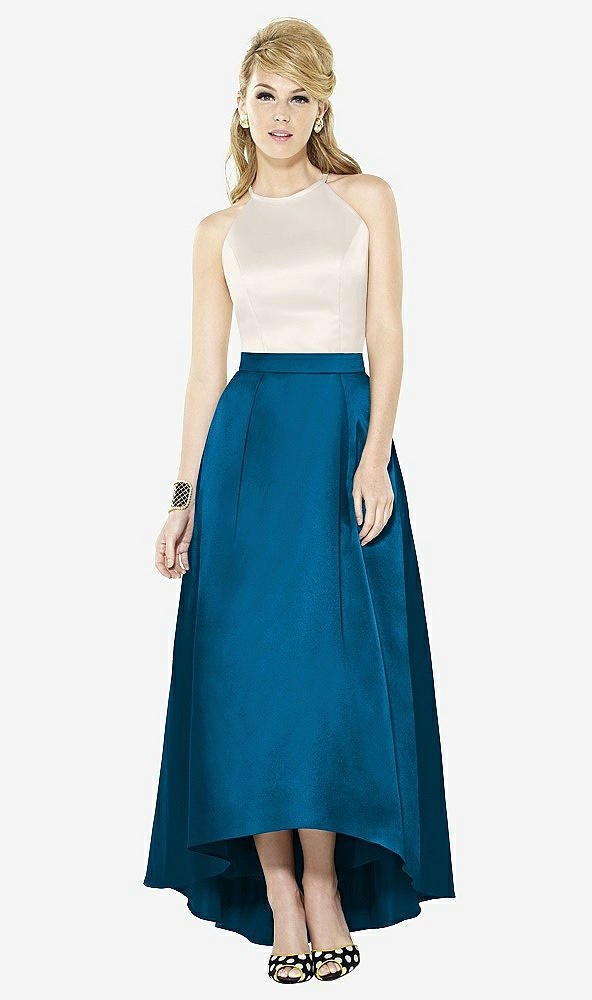 Front View - Ocean Blue & Ivory After Six Bridesmaid Dress 6718