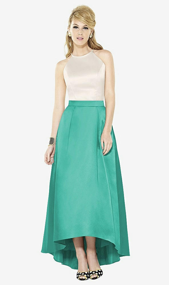Front View - Pantone Turquoise & Ivory After Six Bridesmaid Dress 6718