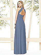 Rear View Thumbnail - Larkspur Blue Open-Back Shirred Halter Dress