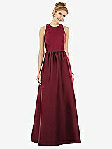 Front View Thumbnail - Cabernet & Burgundy Sleeveless Keyhole Back Satin Maxi Dress